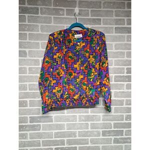 Impressions Of California Vintage 80s Full color Retro Print Women Top‎ Size 14